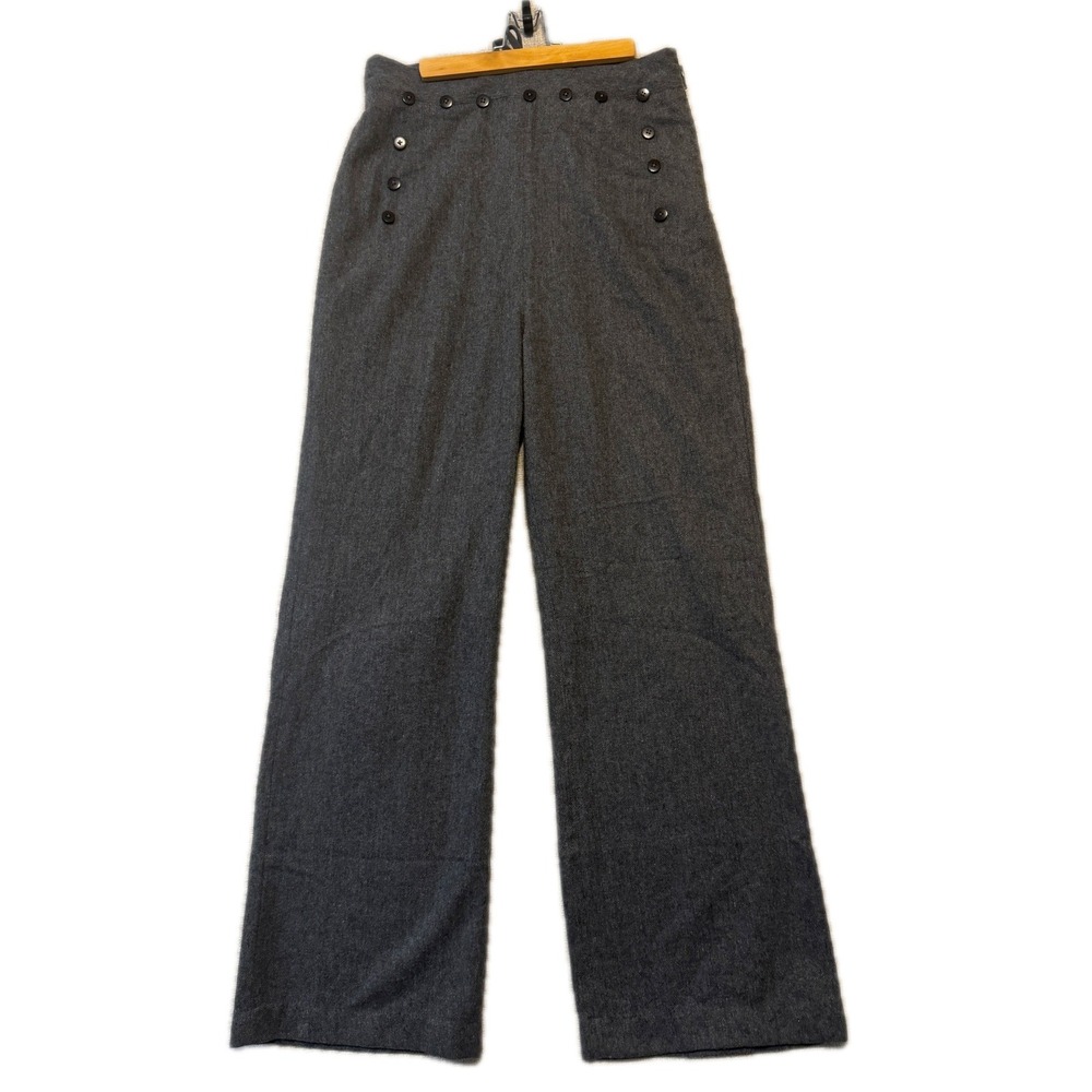 FRANCES VALENTINE Pants Women's 6 Sailor Wool Gray Lace Back